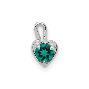 May Synthetic Emerald 14k White Gold Heart Pendant Enhancer, 5mm